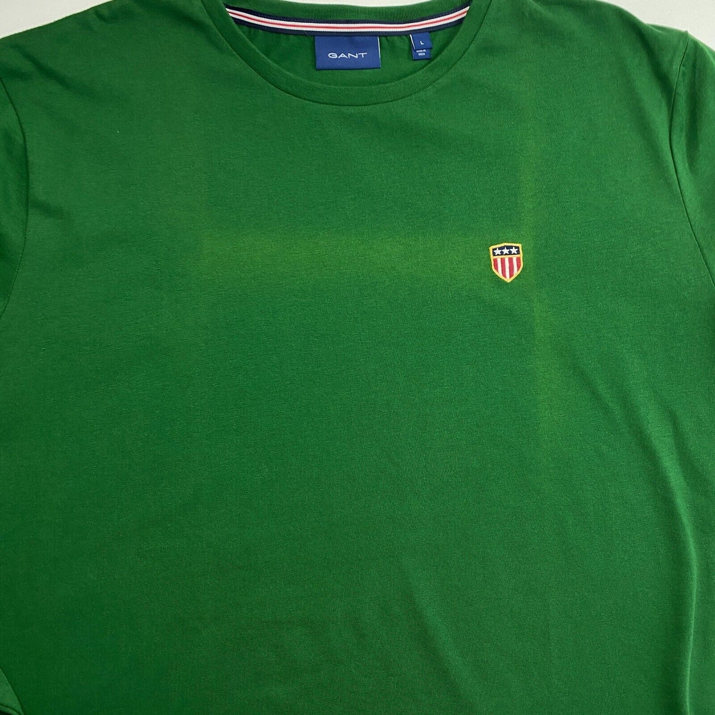 GANT Men Green Shield Crew Neck Long Sleeves T Shirt Size L