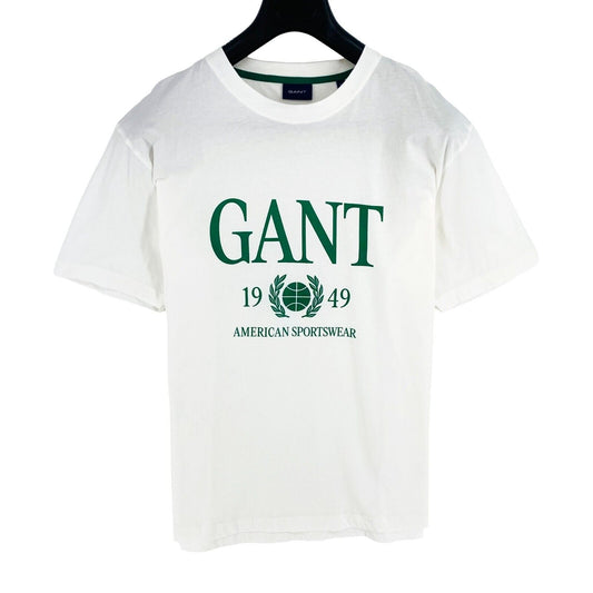 GANT Men White Logo Crew Neck Short Sleeve T Shirt Size XL