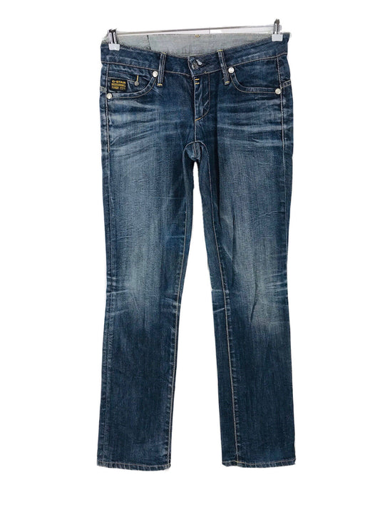 G-STAR RAW MIDGE Femme Bleu Regular Straight Fit Jeans W29 L34 Fabriqué en Italie