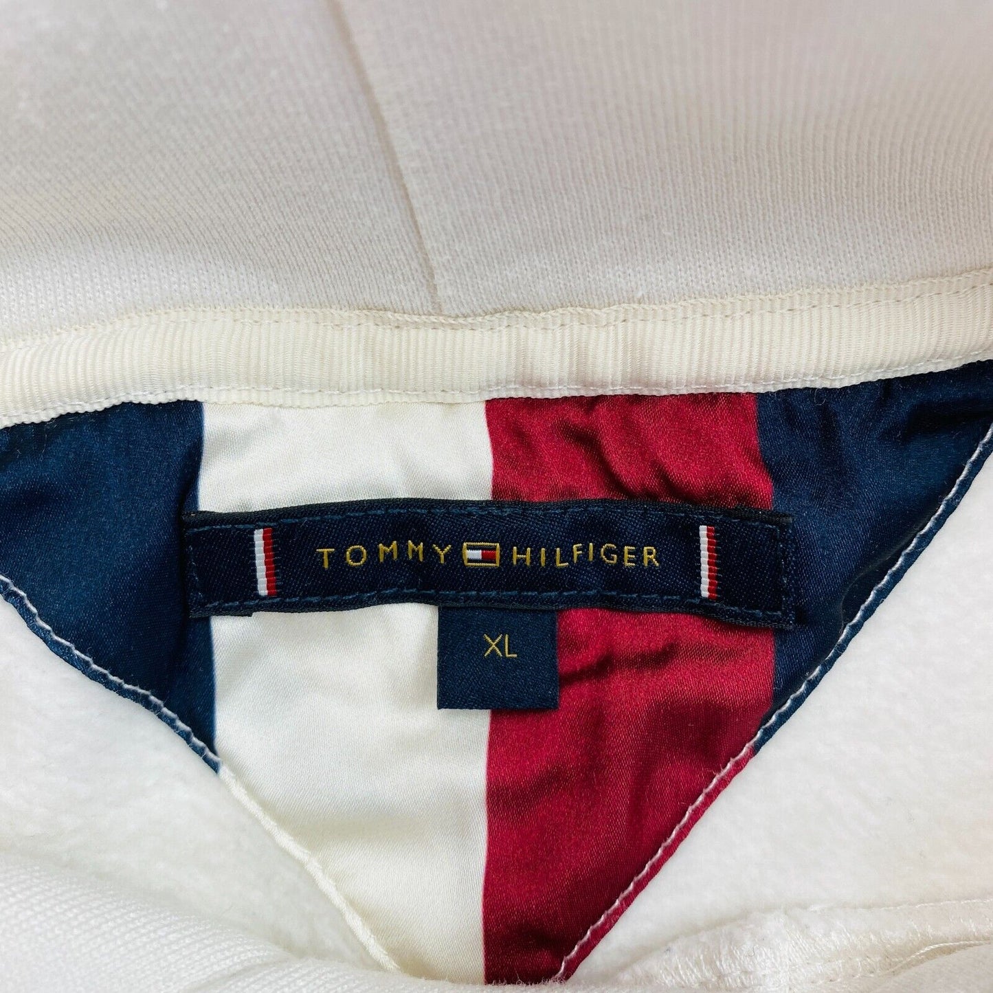 Tommy Hilfiger White Men Signature Hoodie Jumper Sweater Size XL