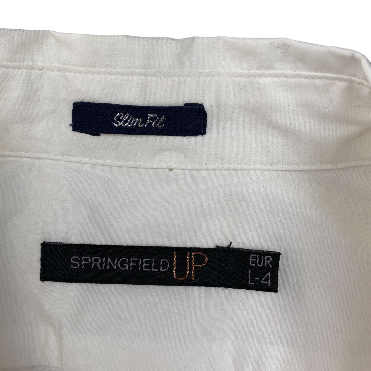 SPRINGFIELD UP Slim Fit White Cotton Blend Button Shirt Size L