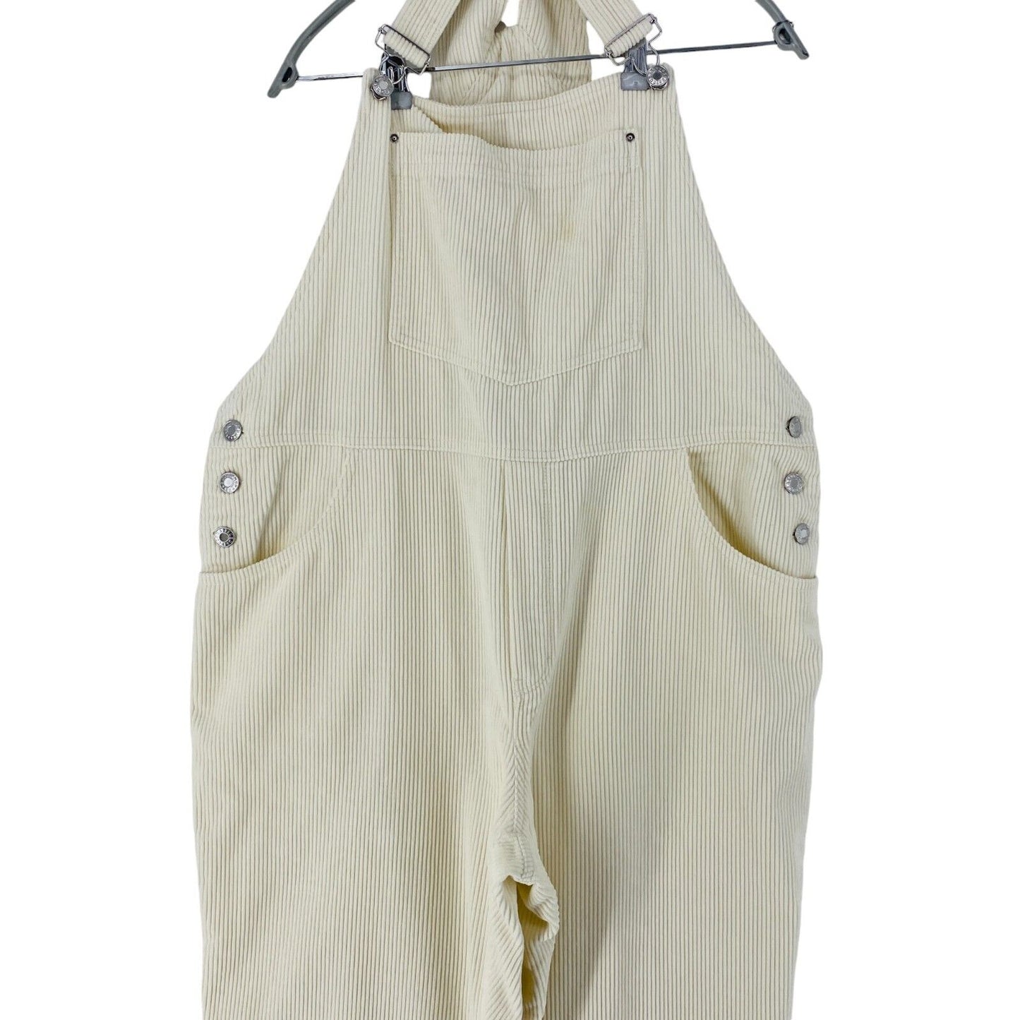 MANGO Women Cream White Regular Fit Corduroy Dungarees Trousers Size XXL 2XL