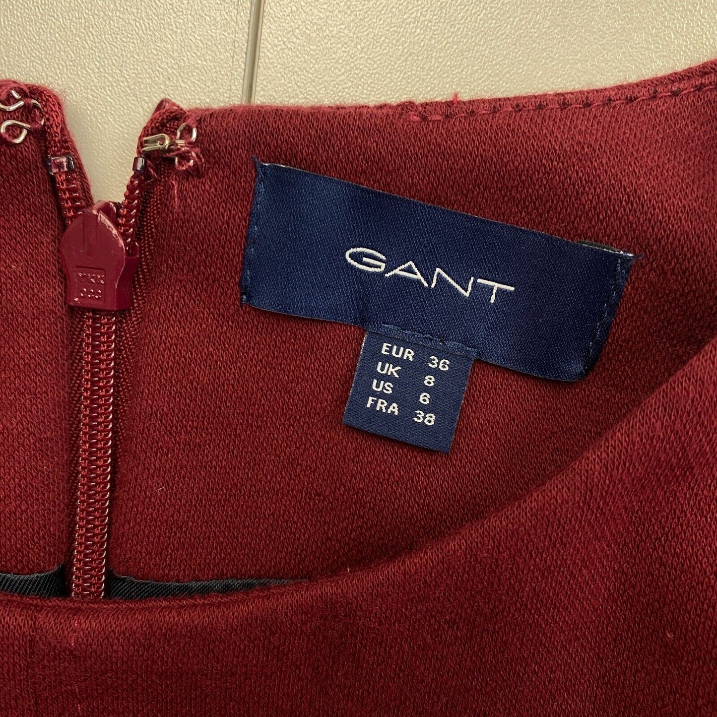 GANT Dark Red Tailored Jersey Flare Dress Size EU 36 UK 8 US 6