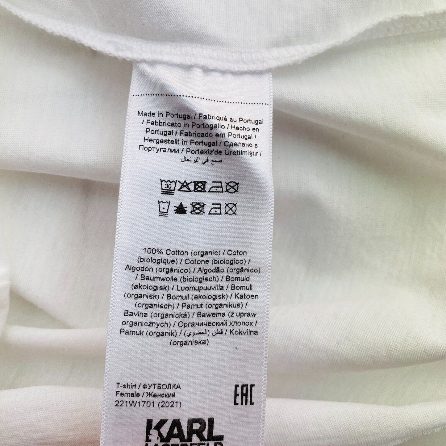 KARL LAGERFELD Women White Crew Neck T Shirt Size XS