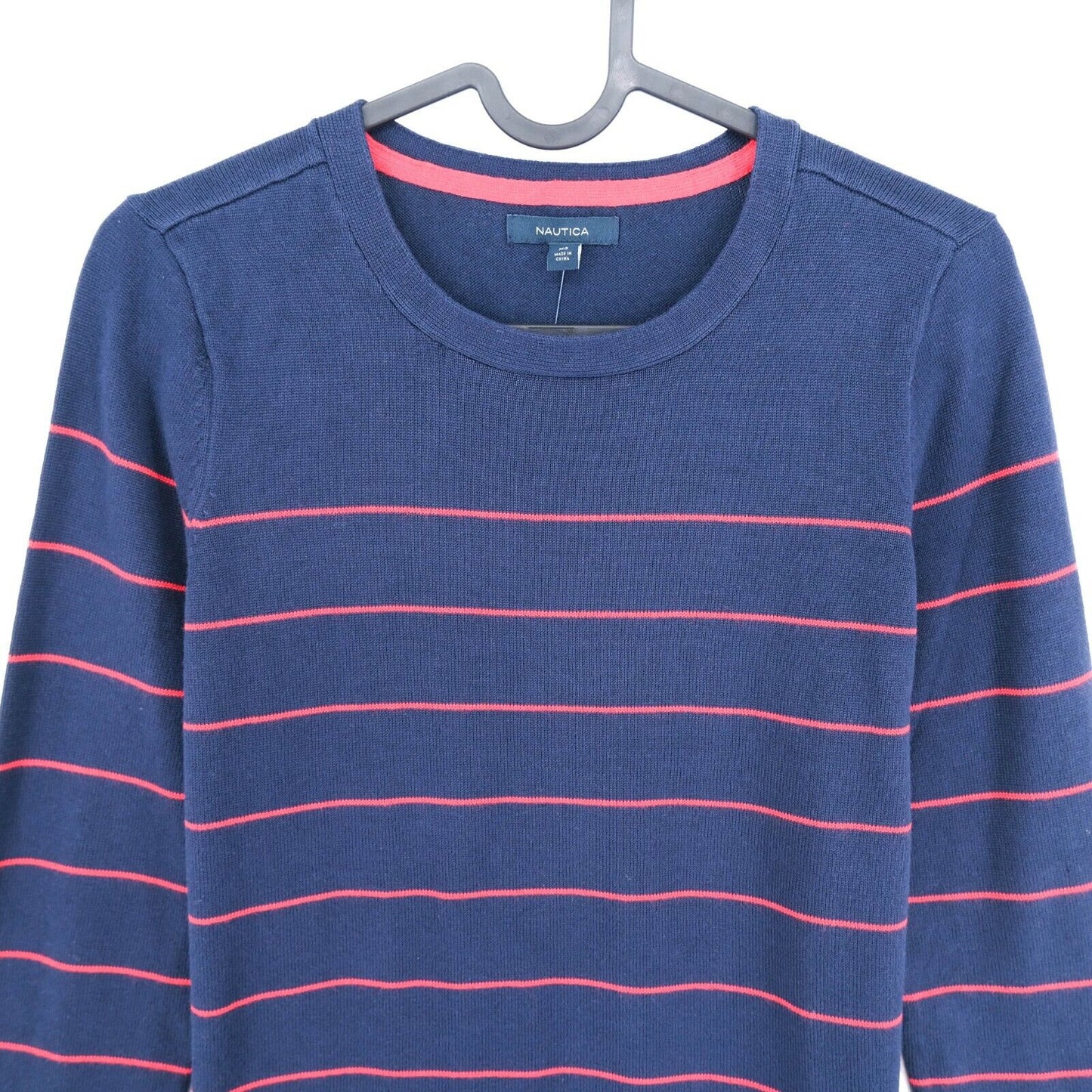 NAUTICA Navy Blue Striped Crew Neck Jumper Sweater Pullover Size XS