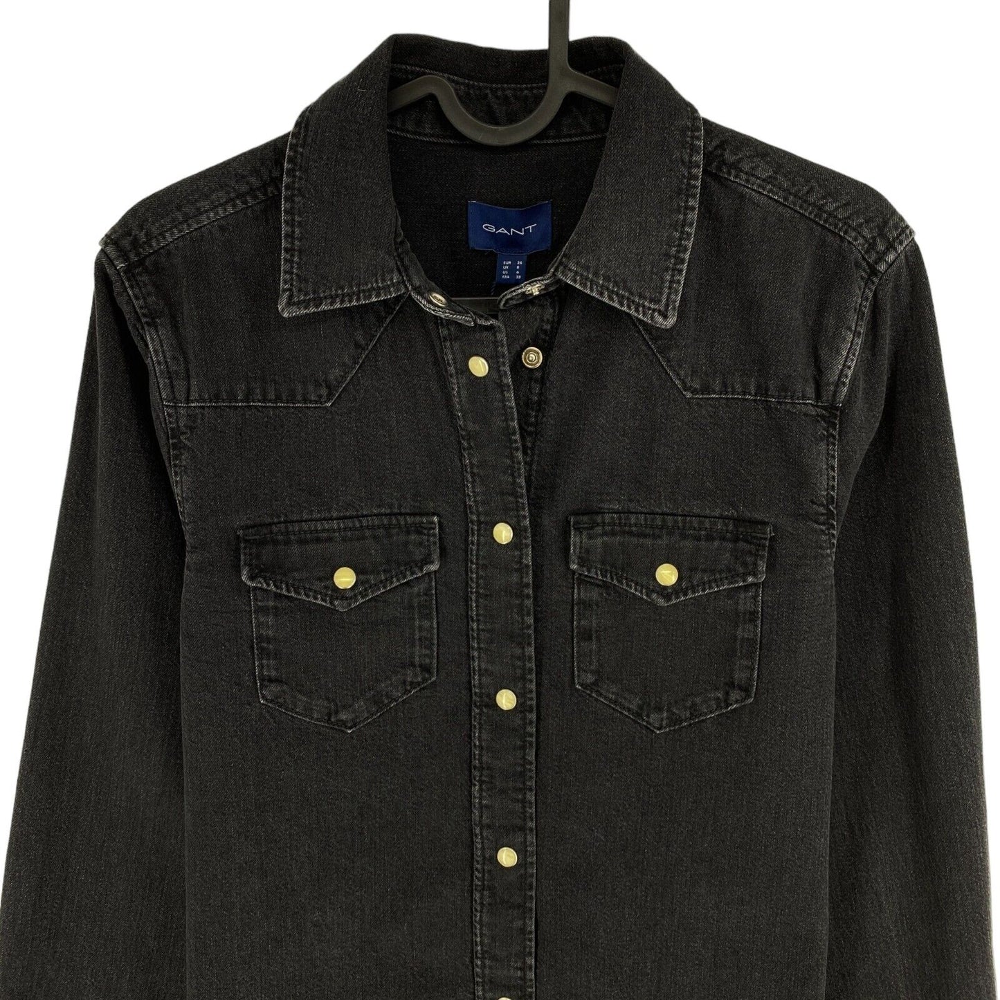 GANT Chemise coupe régulière en denim noir Taille EU 36 UK 8 US 6