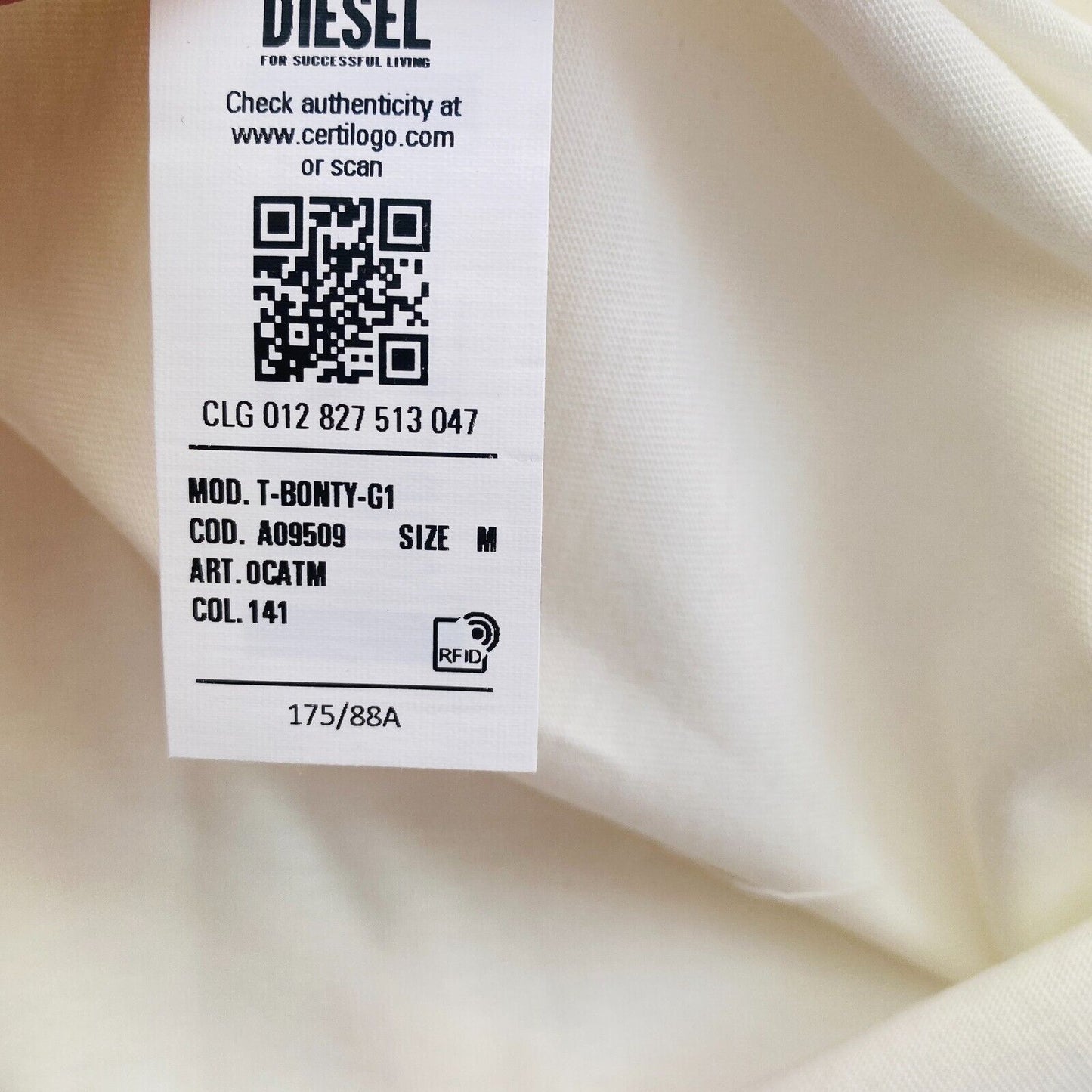 DIESEL White With Spray Can Print Crew Neck T Shirt Size M