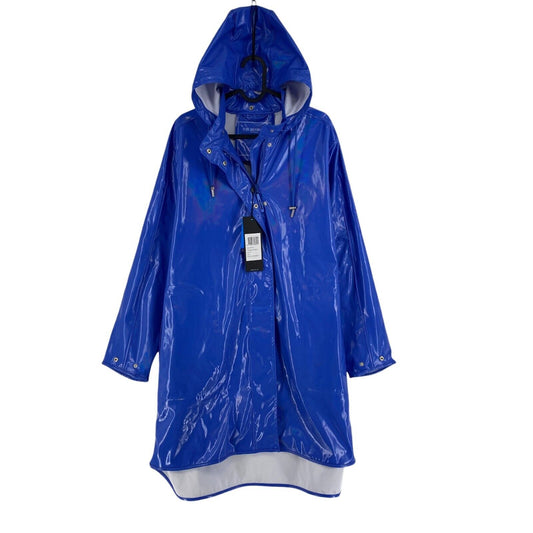 ILSE JACOBSEN Women Dark Blue Hooded Rain Coat Jacket Size EU 40 UK 12 US 10