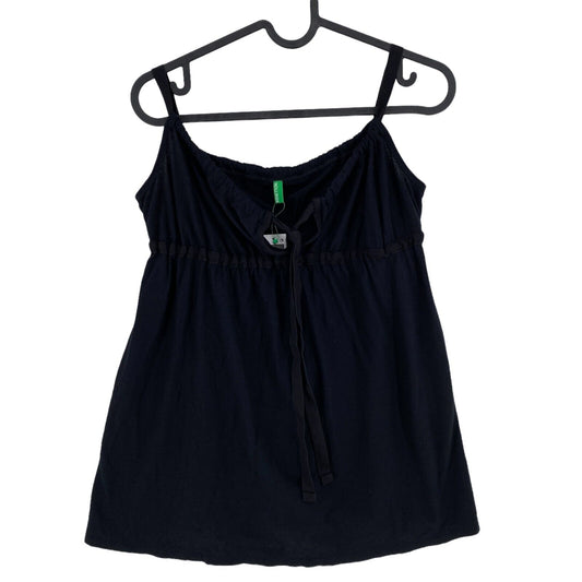 UNITED COLORS OF BENETTON Black 100% Cotton Sleeveless V-Neck Tank Top Size S