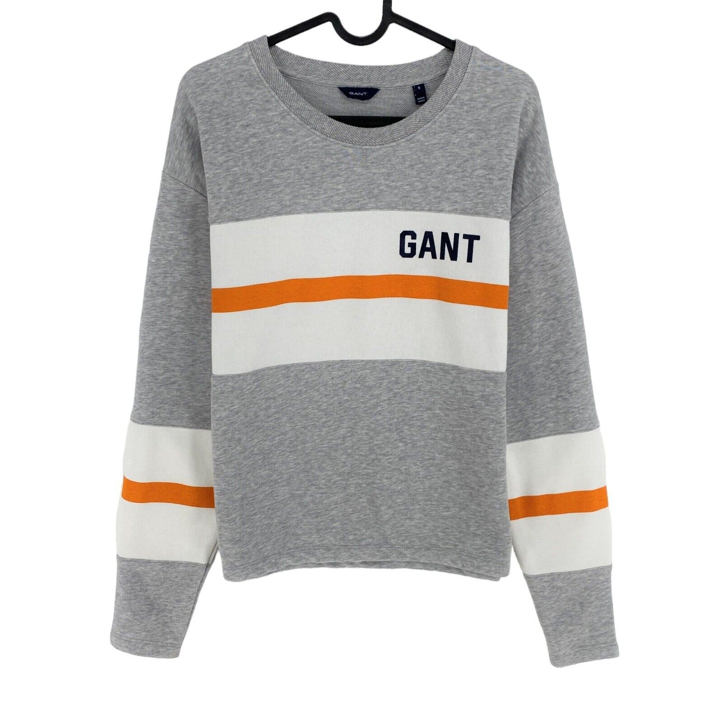 GANT Gris Graphic Block Stripe Crew Neck Sweater Jumper Taille S