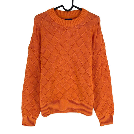 GANT Women Orange Argyle Crew Neck Sweater Jumper Size M