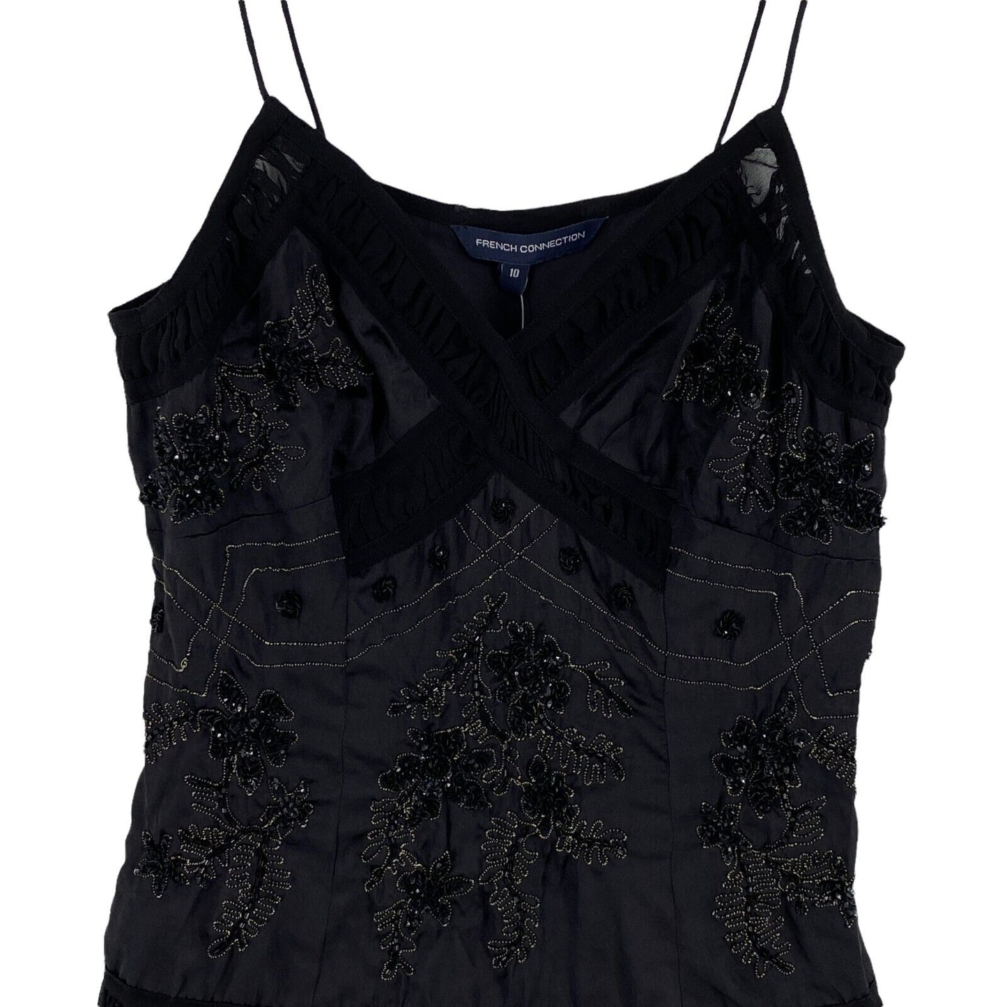 RPR €125 FRENCH CONNECTION Black 100% Silk Tank Top Blouse Size EU 38 UK 10 US 8