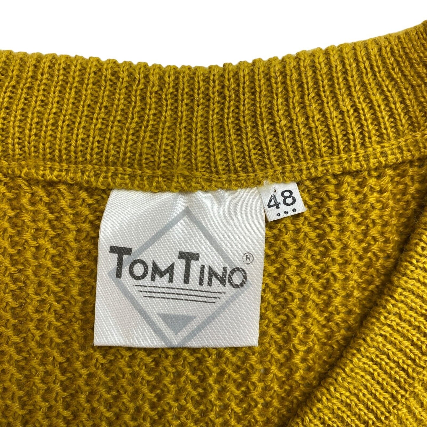 Cosby Vintage Retro 90s Tom Tino Yellow Sweater Pullover Size EU 48 UK/US 38 M