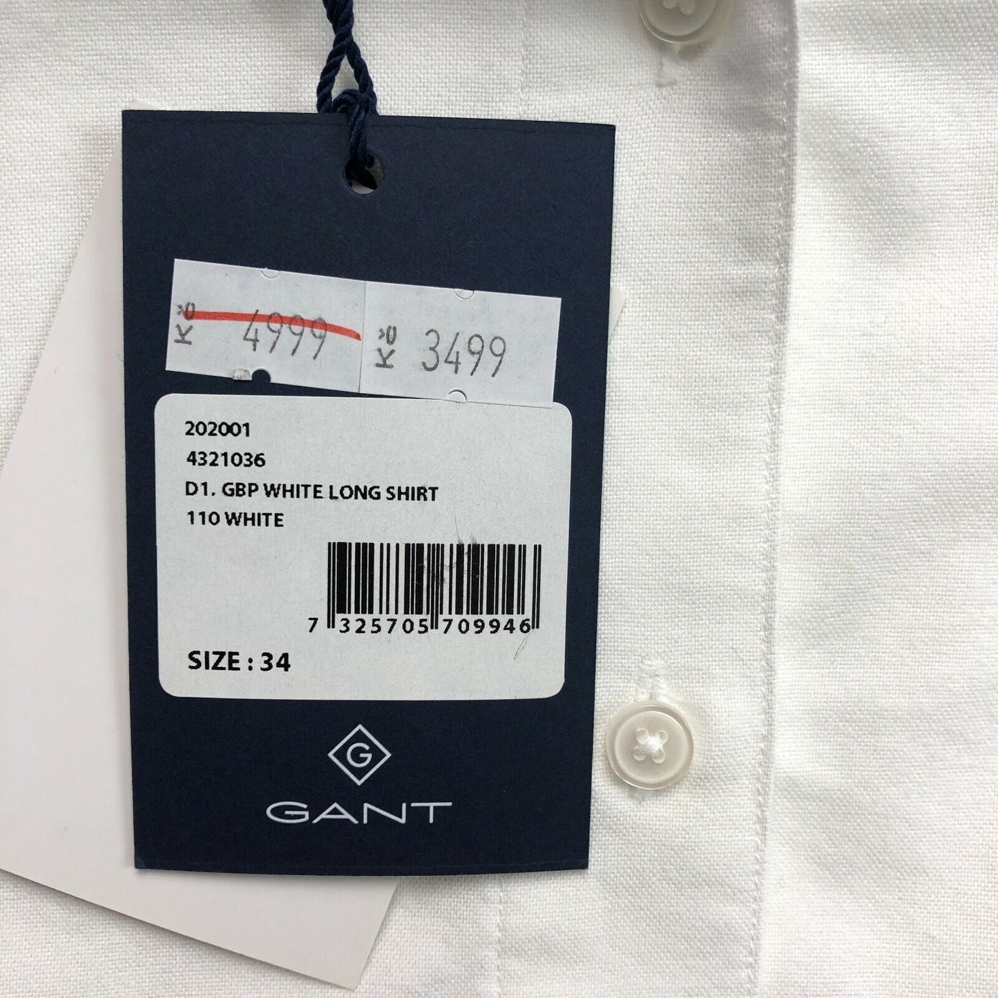 GANT White GBP Long Shirt Size EU 34 UK 6 US 4