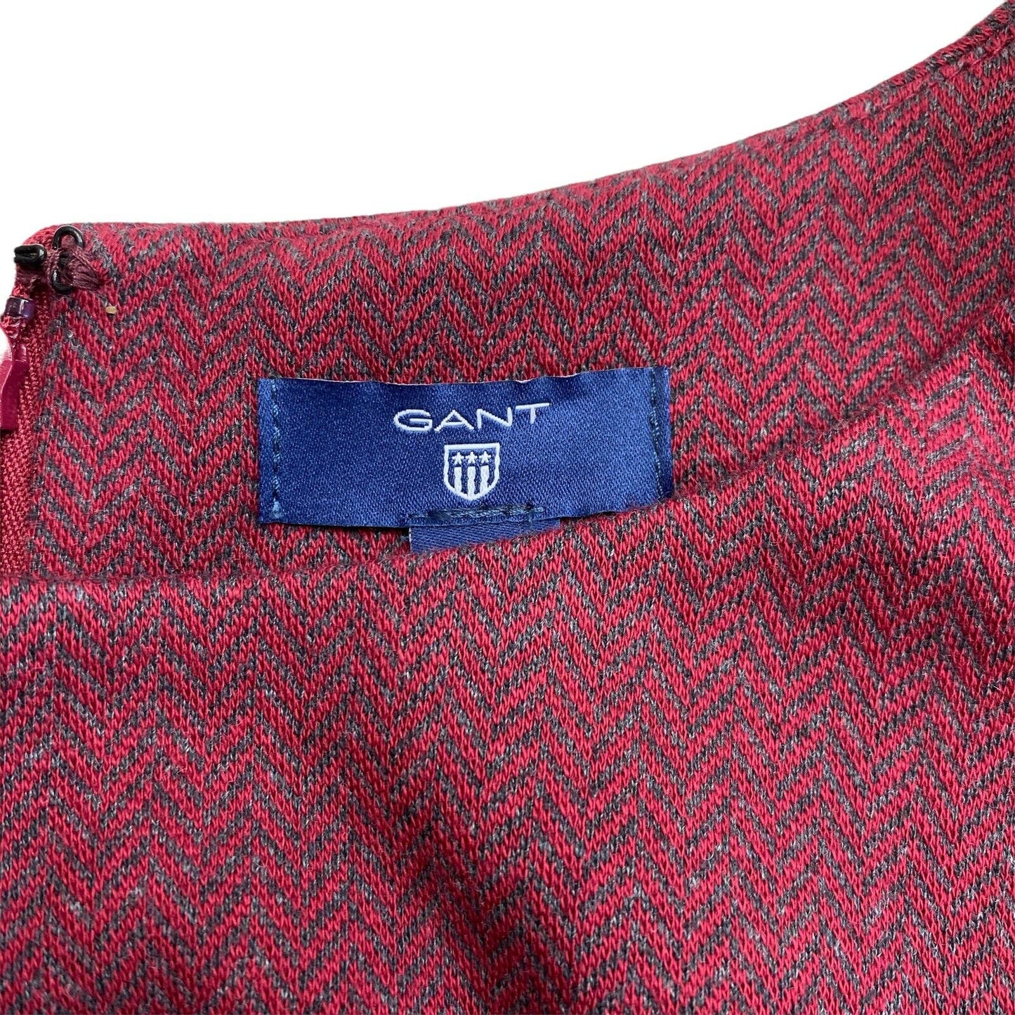 GANT Dark Red Herringbone Jersey Pique Dress Size EU 38 44 UK 12 18 US 8 14