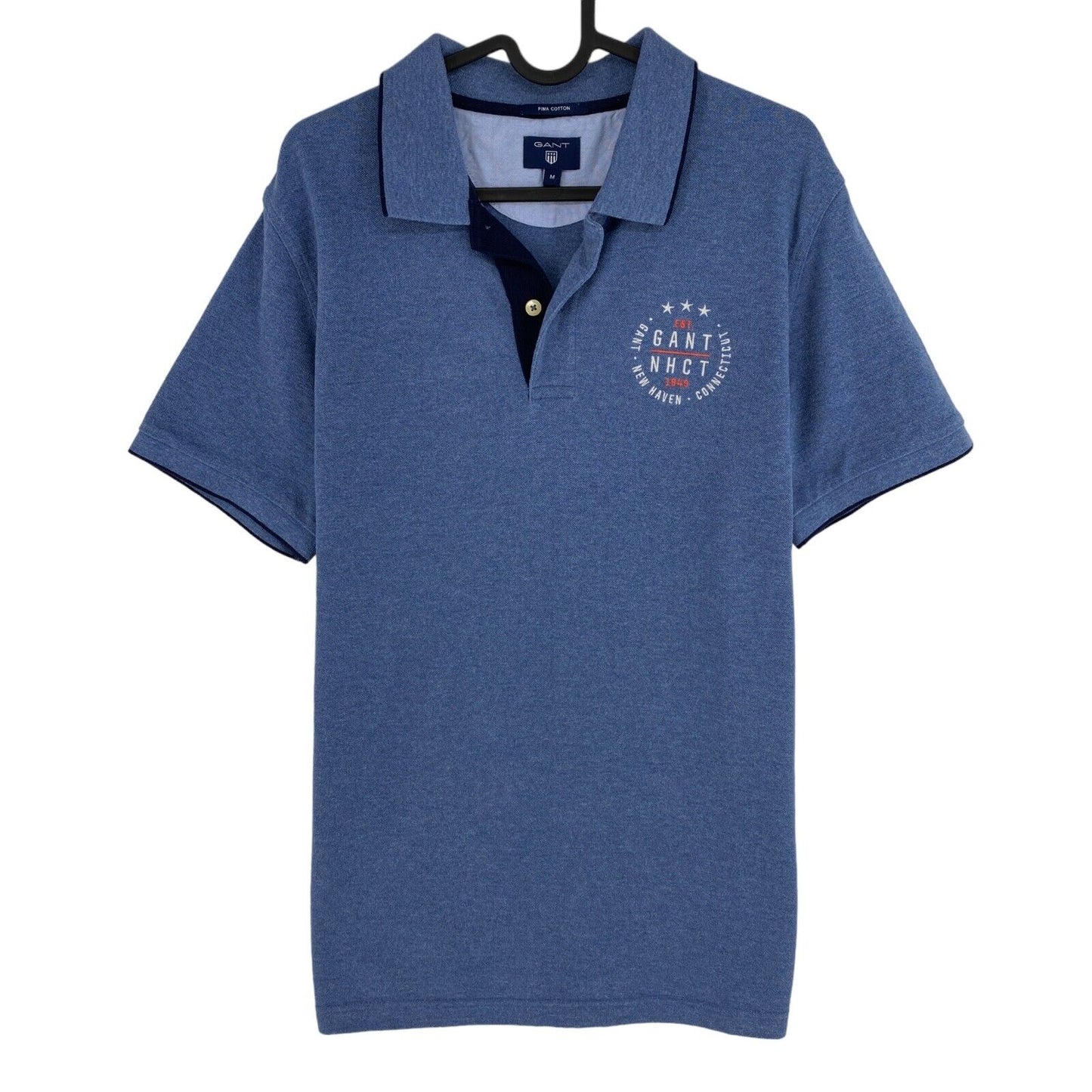 GANT Blue Pima Cotton Pique Rugger Polo Shirt Size M