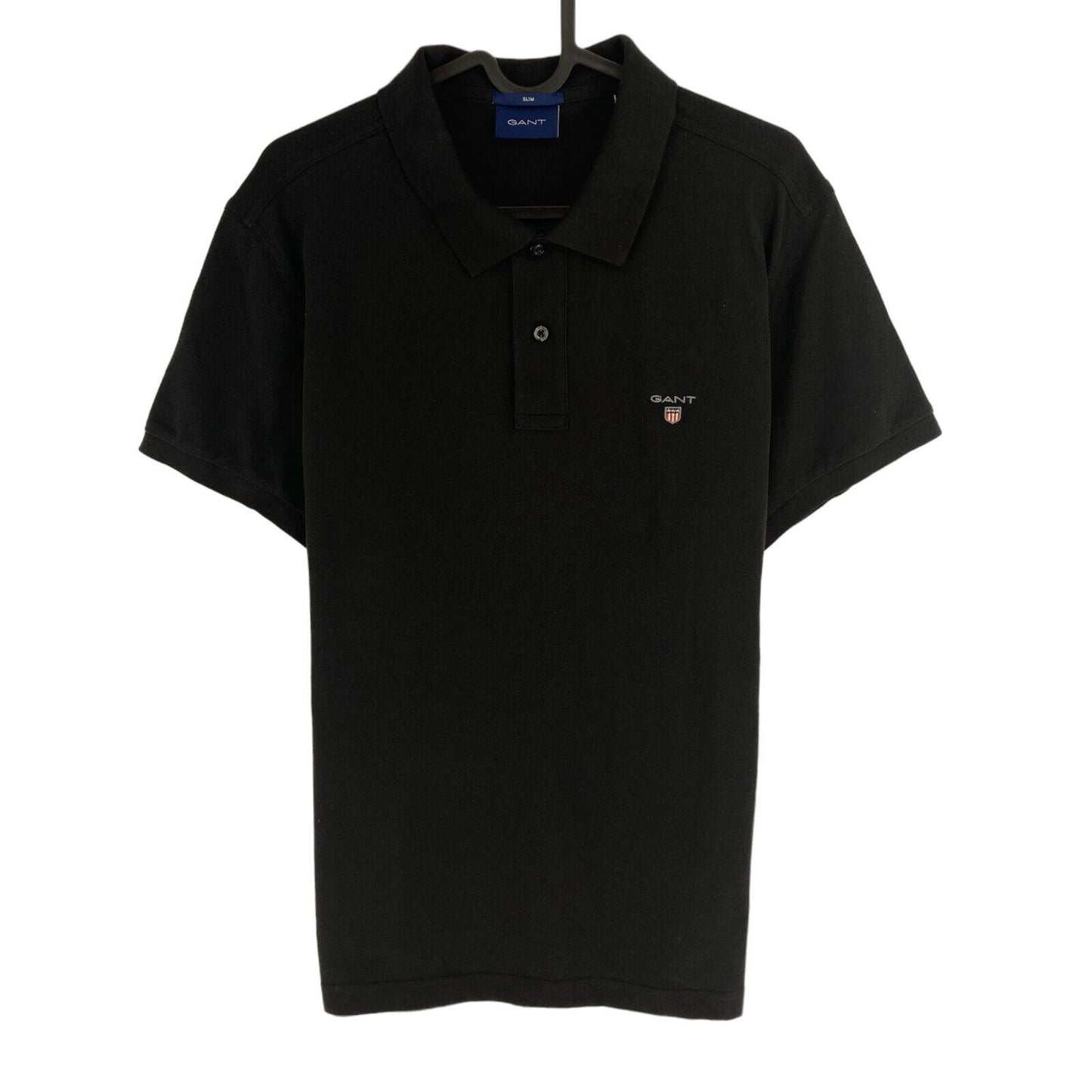 GANT Men Black Original Slim Fit Pique Short Sleeves Polo Shirt Size L