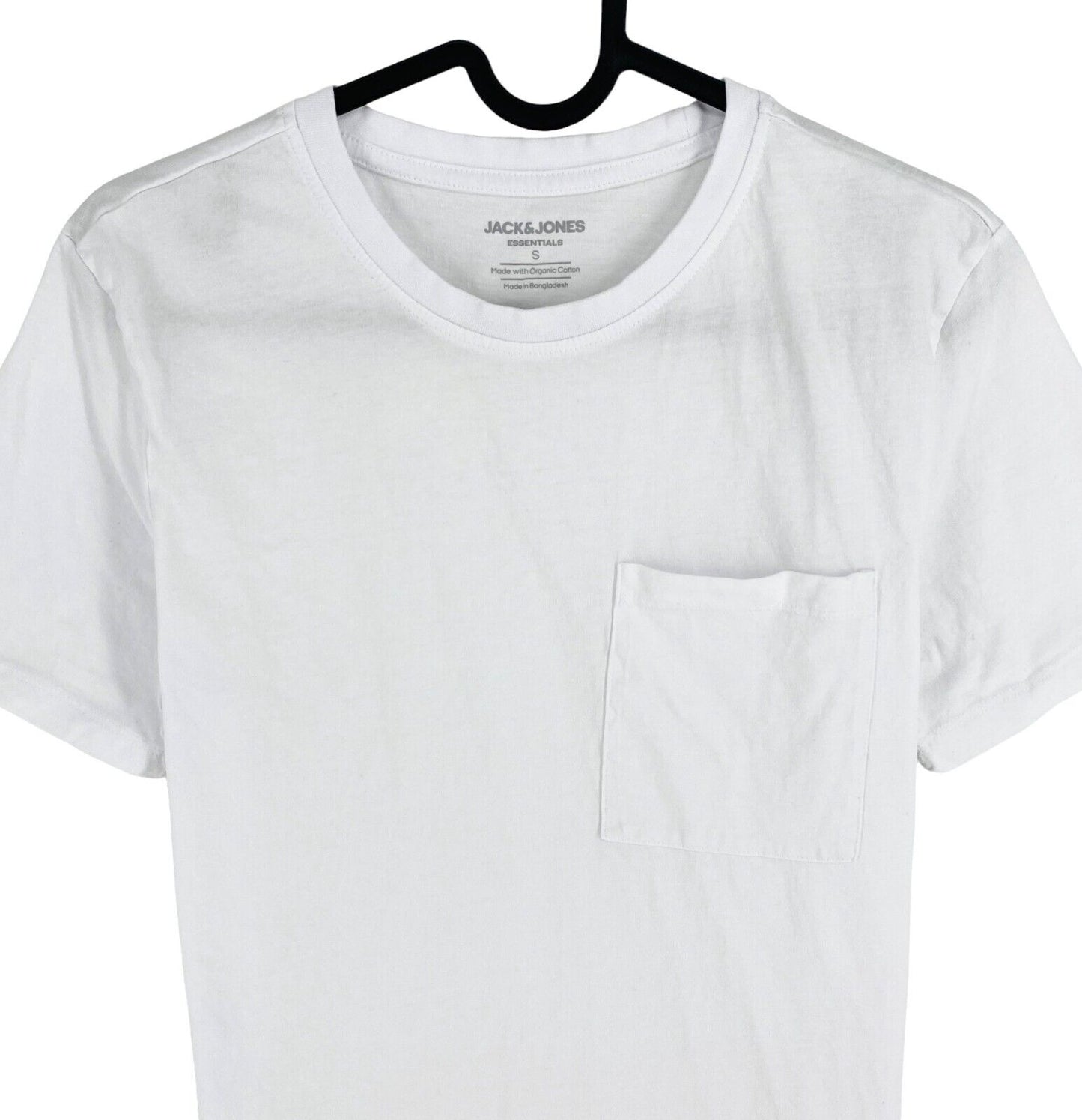 Jack & Jones Men White Pocket Crew Neck Short Sleeves T-Shirt Size S