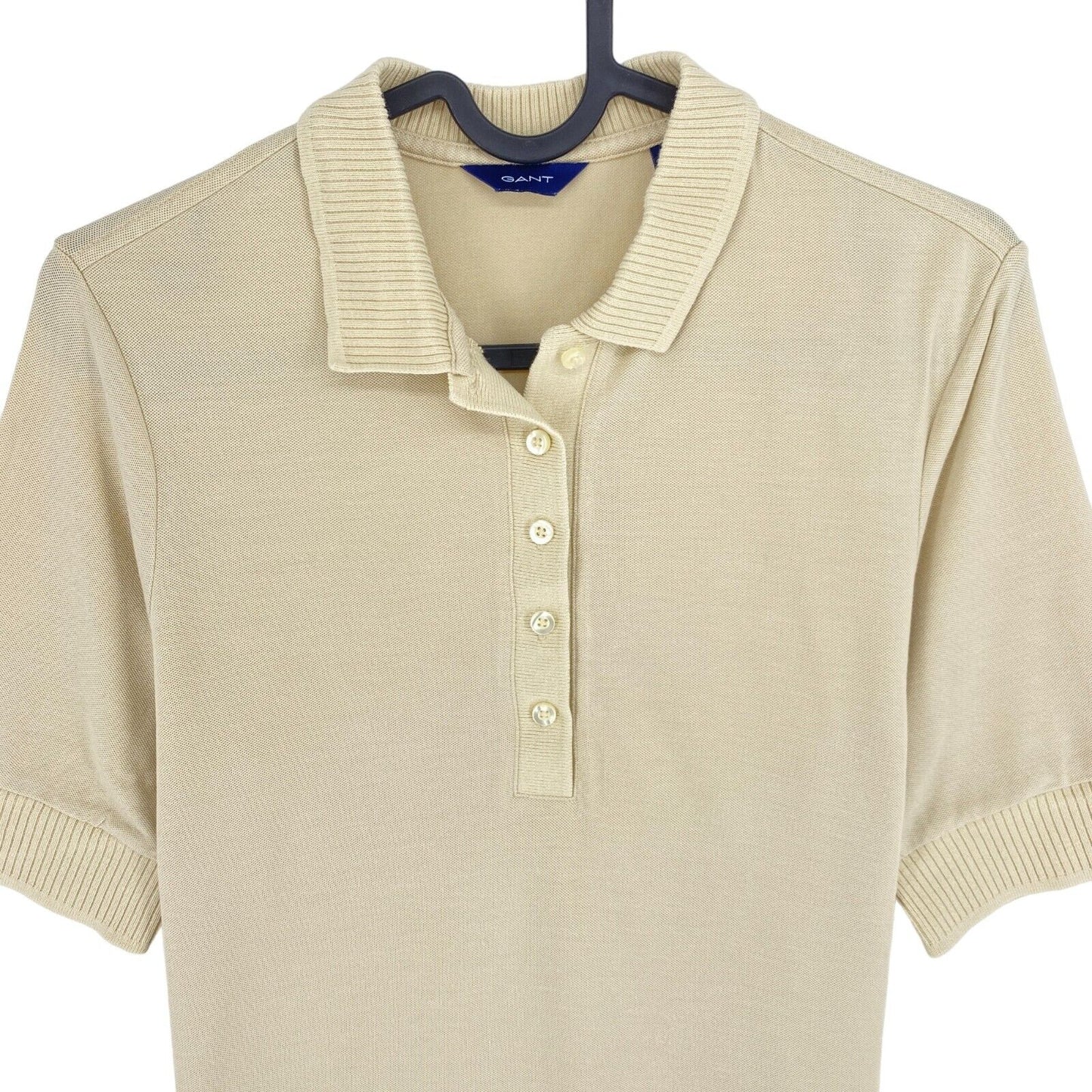 GANT Light Brown Detail Collar Pique Polo Shirt Size M