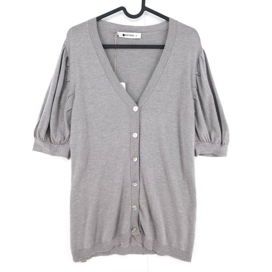 Persona Grey V Neck Short Sleeves Cardigan Jumper Sweater Pullover Size M