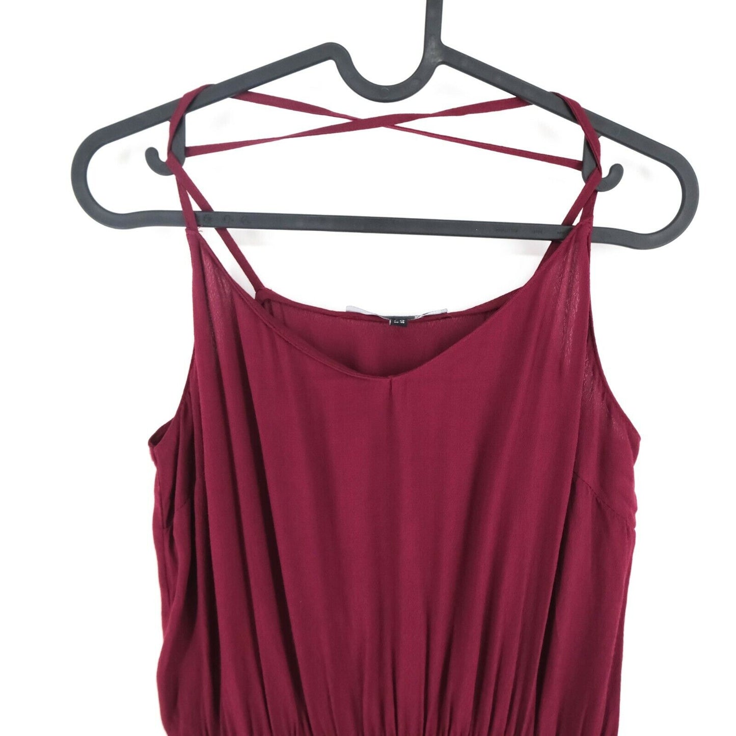 ETAM Dark Red V Neck Sleeveless Pleated Tank Dress Size EU 38 UK 10 US 8