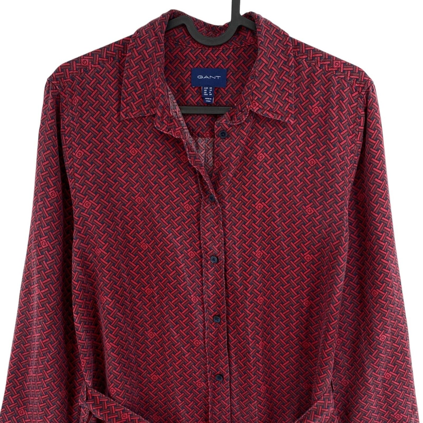 GANT Dark Red Logo Long Sleeves Shirt Dress Size EU 36 UK 10 US 6