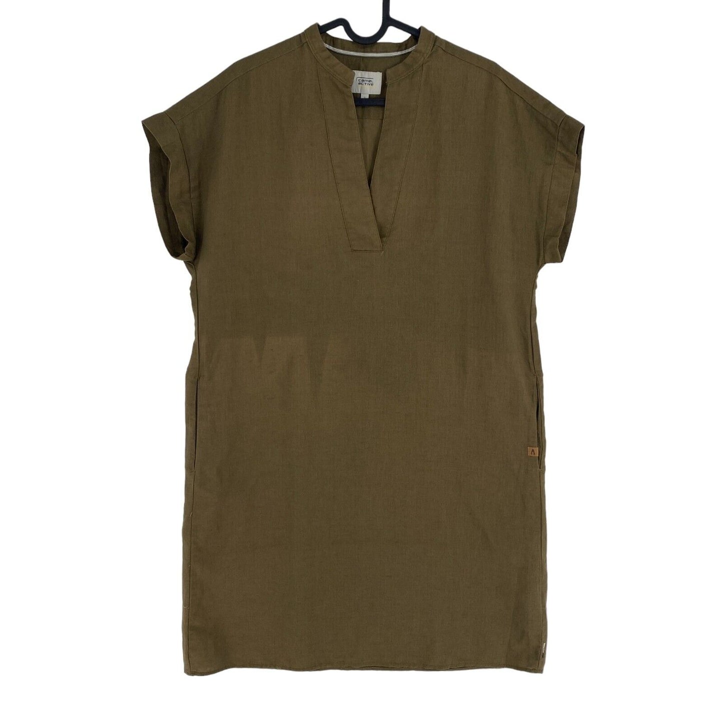 CAMEL ACTIVE Women Greenish Brown Linen Blend Shift Dress Size S