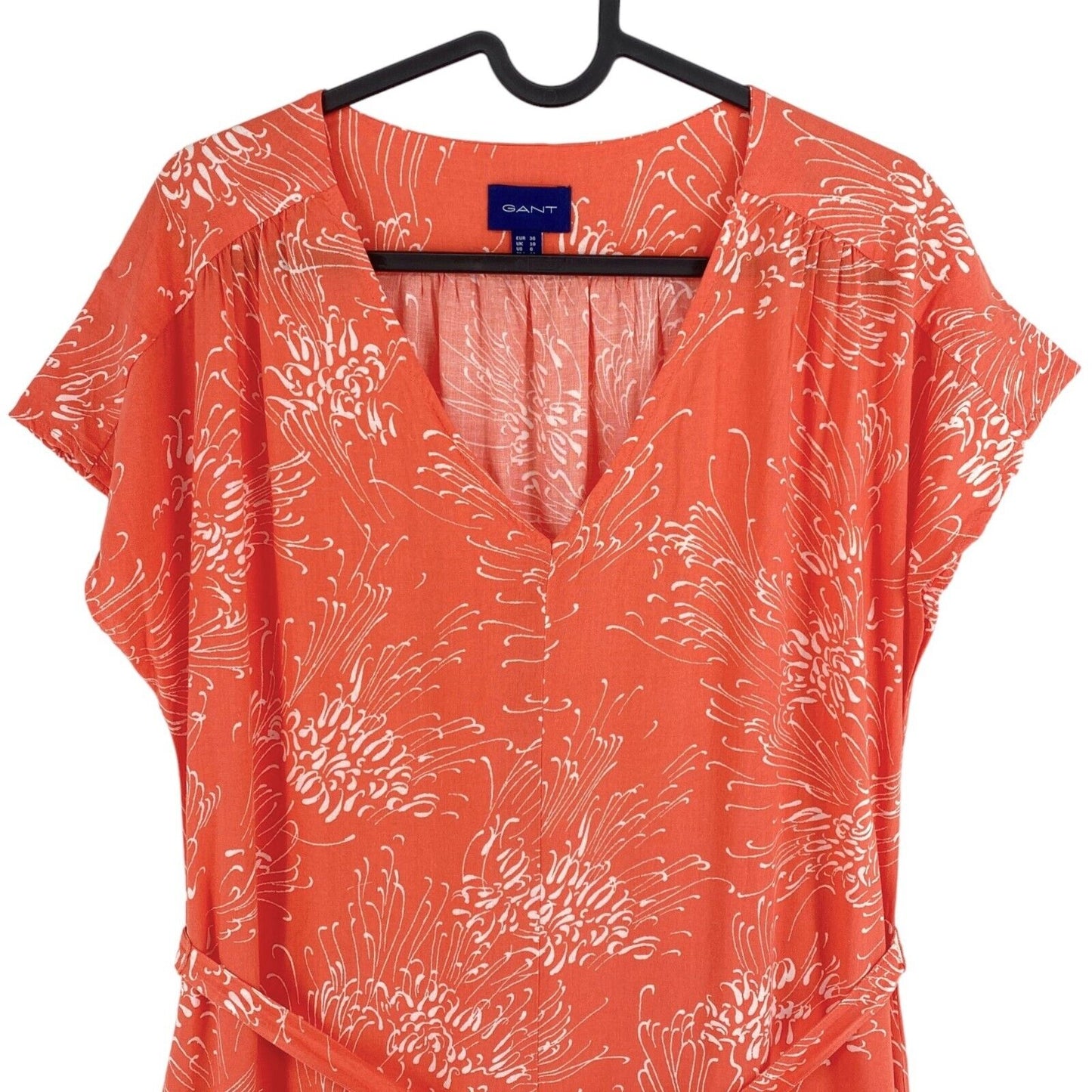 GANT Orange V Neck Printed Beach A Line Dress Size EU 36 UK 10 US 6