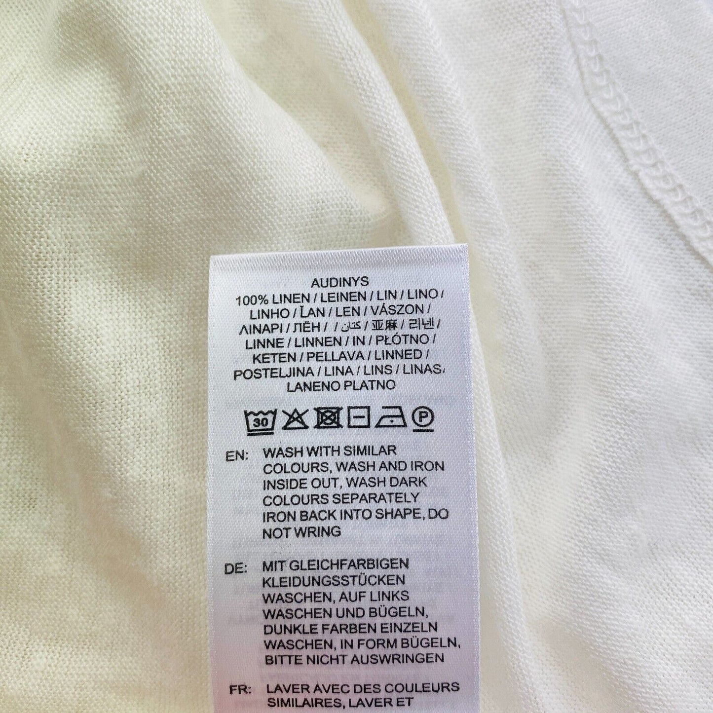 GANT Women White Linen Crew Neck T Shirt Size S