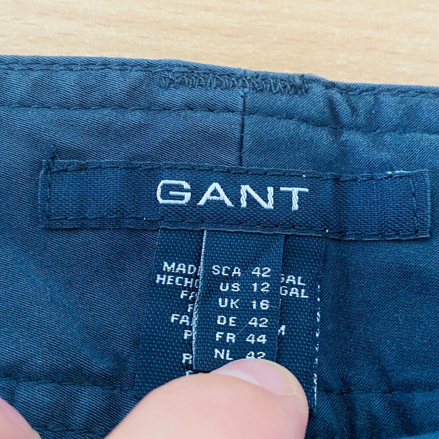 GANT Women Dark Blue Regular Wide Leg Fit Trousers Size EUR 42 UK 16 US 12 W34