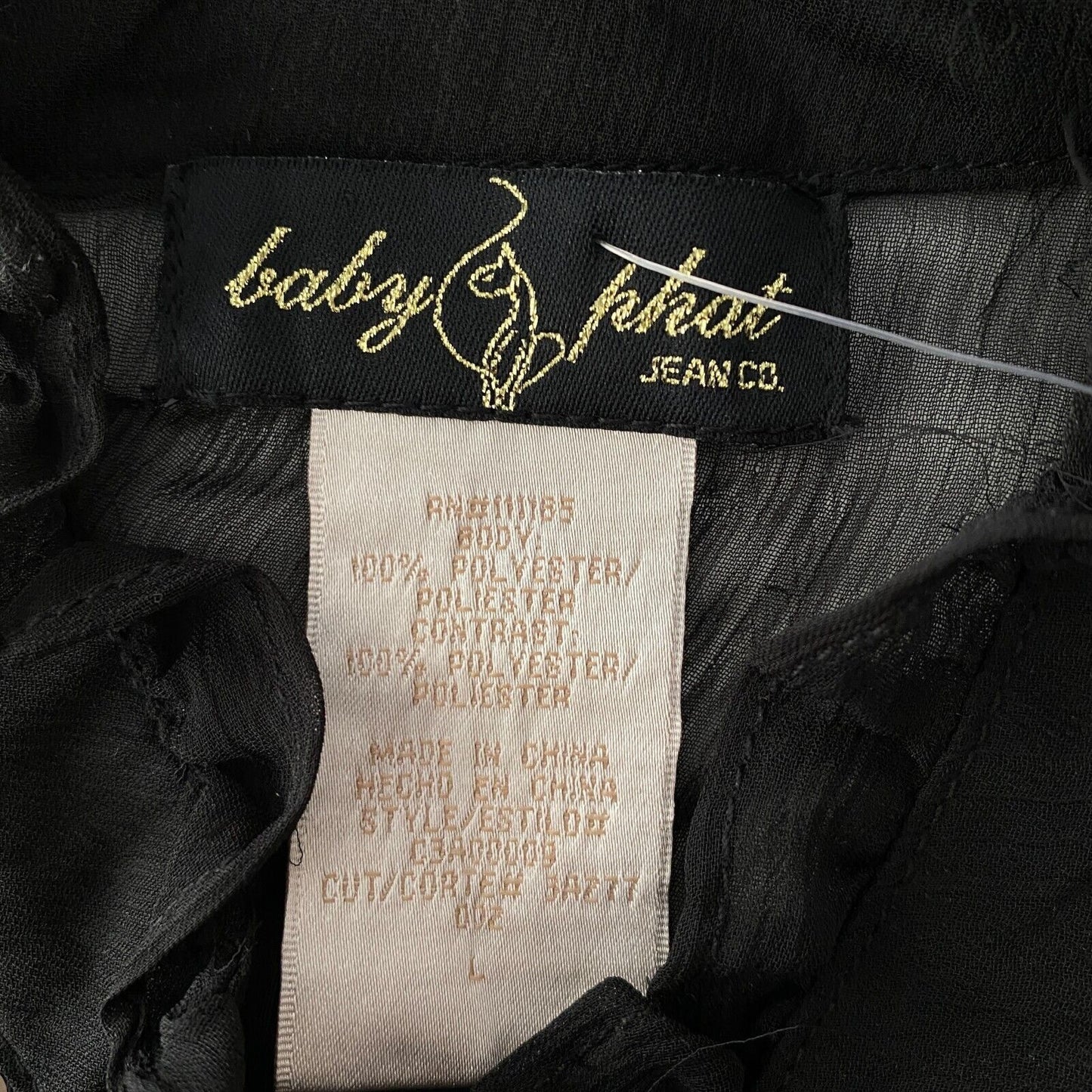 BABY PHAT Langarmshirt mit transparenten Pailletten, Schwarz, Größe L