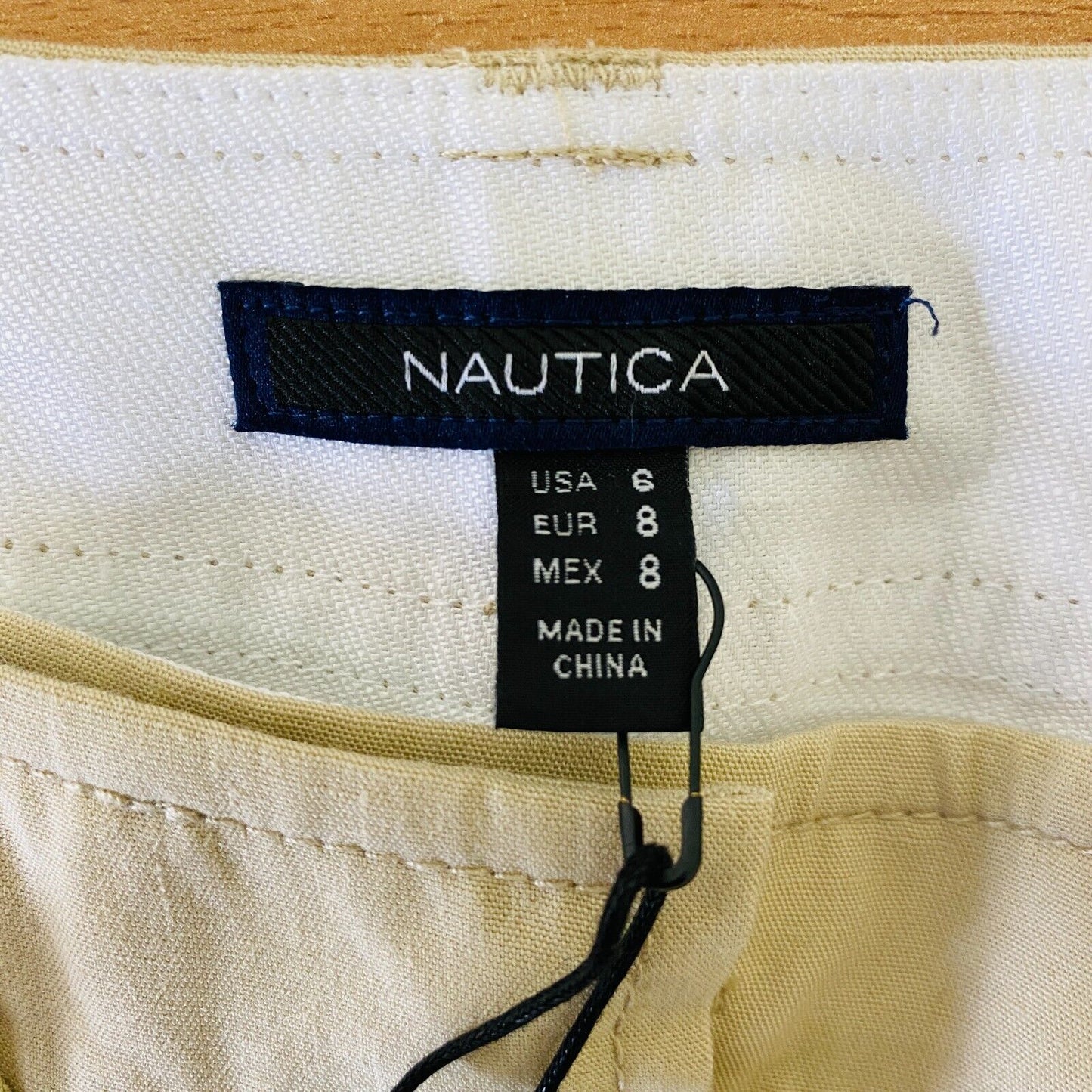 NAUTICA Women Beige Loose Wide Leg Fit Linen Blend Trousers Size USA 6 W31