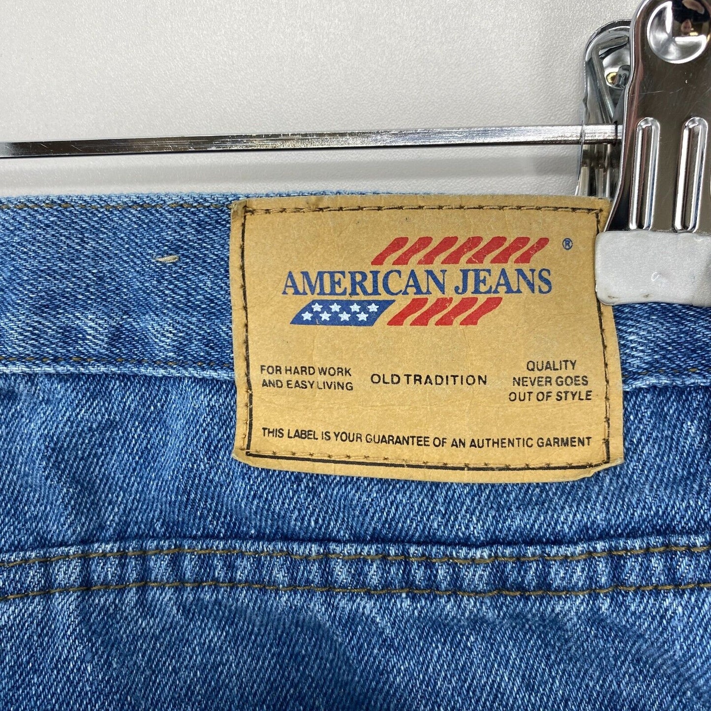 AMERICAN JEANS Blue Retro Classic Regular Straight Fit Jeans W42 L32