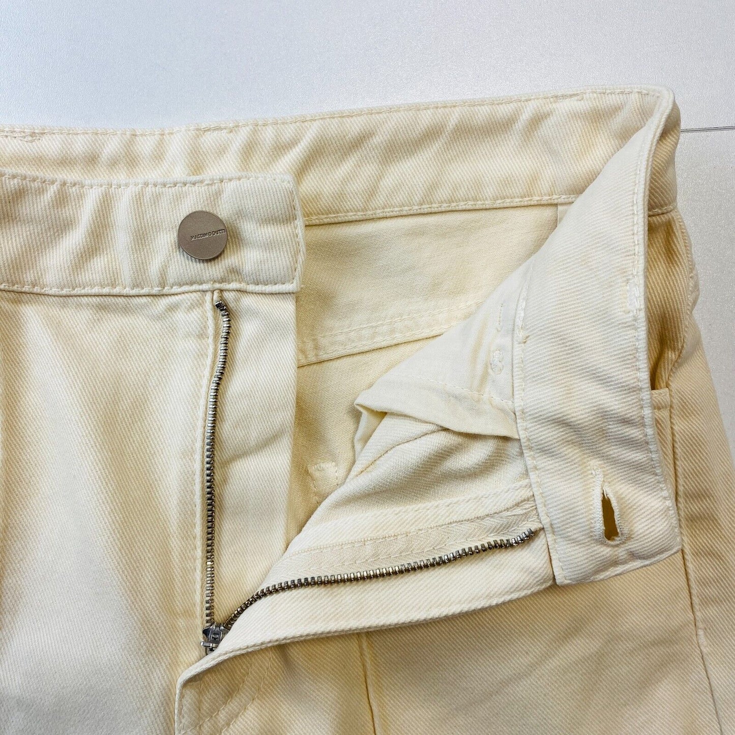 MASSIMO DUTTI Women Beige High Rise Relaxed Wide Leg Fit Jeans Size EUR 34 W26