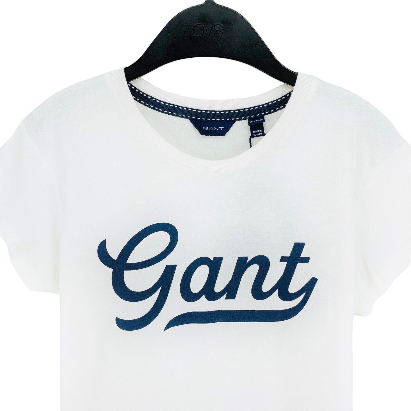 GANT Girls White Script Logo Crew Neck T Shirt Size 9 - 10 Years 134/140 cm