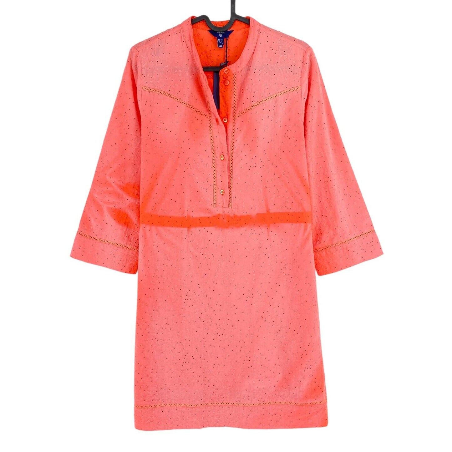 GANT Hemdkleid mit Lochstickerei, in Rosa und Orange, Größe EU 34, UK 8, US 4