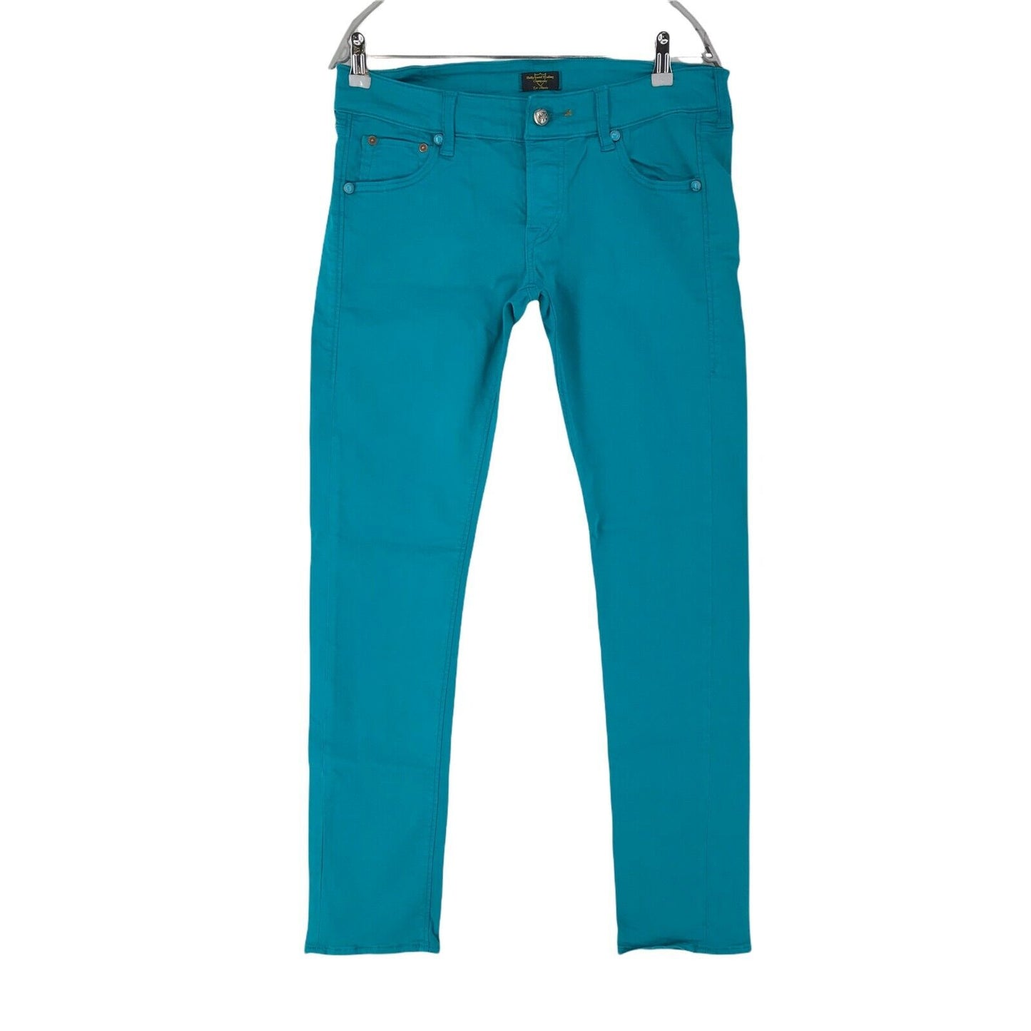 HTC Women Blue Skinny Fit Chino Trousers Size W31