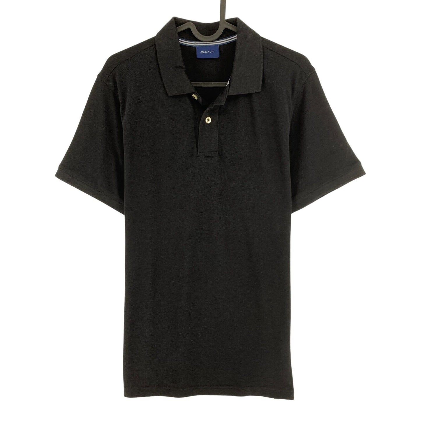 GANT Black Solid Pique Rugger Polo Shirt Size S