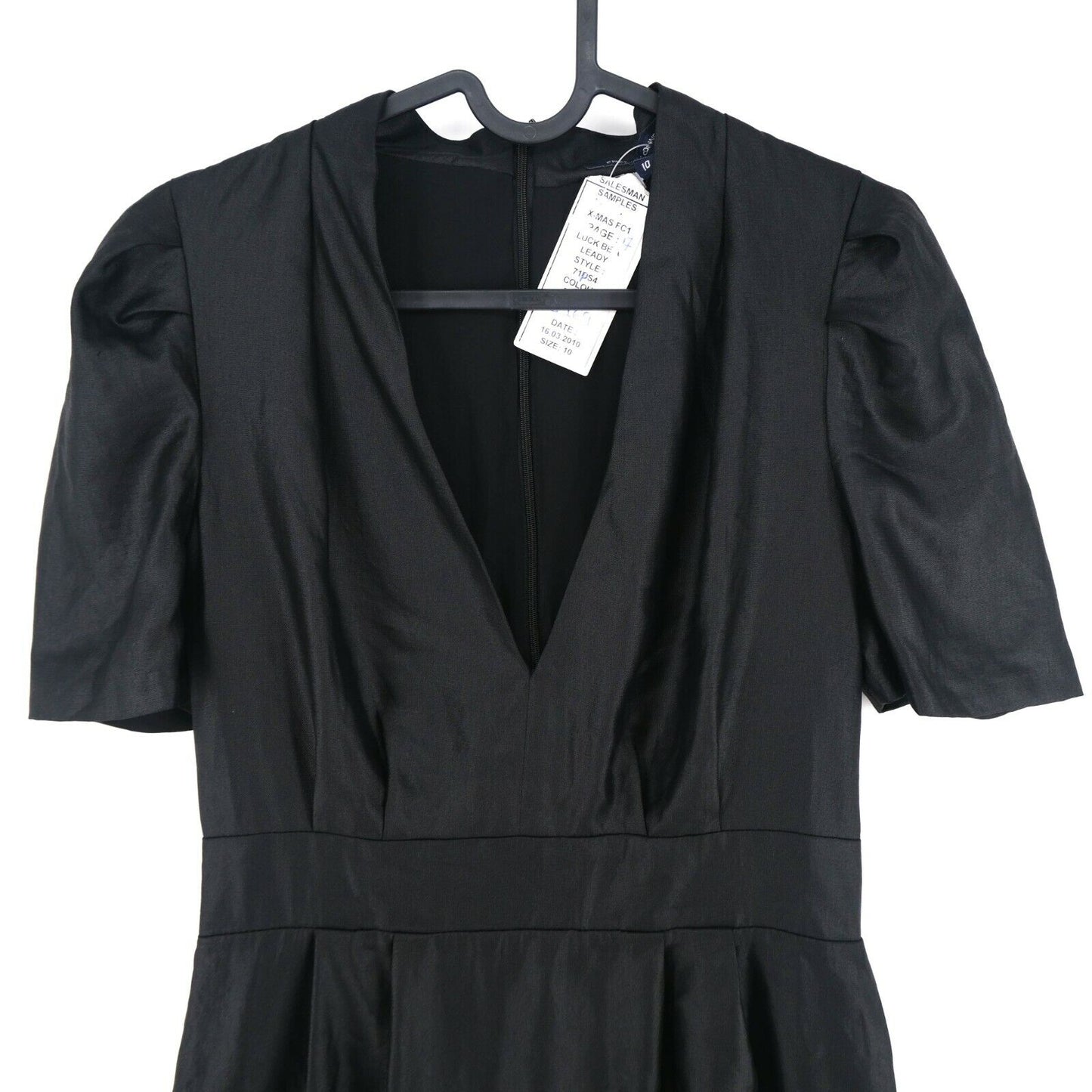 RRP €169 FRENCH CONNECTION Black V Neck Dress Size 10 - S