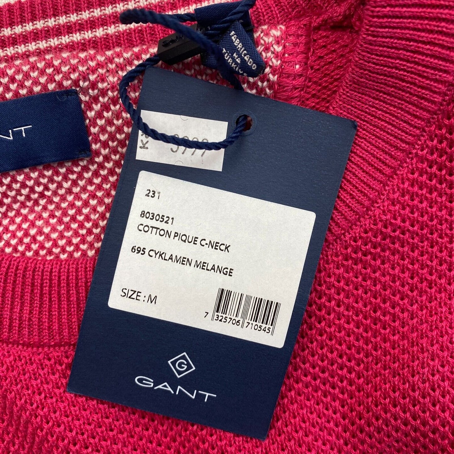 GANT Pull à col rond en coton piqué rose Taille M