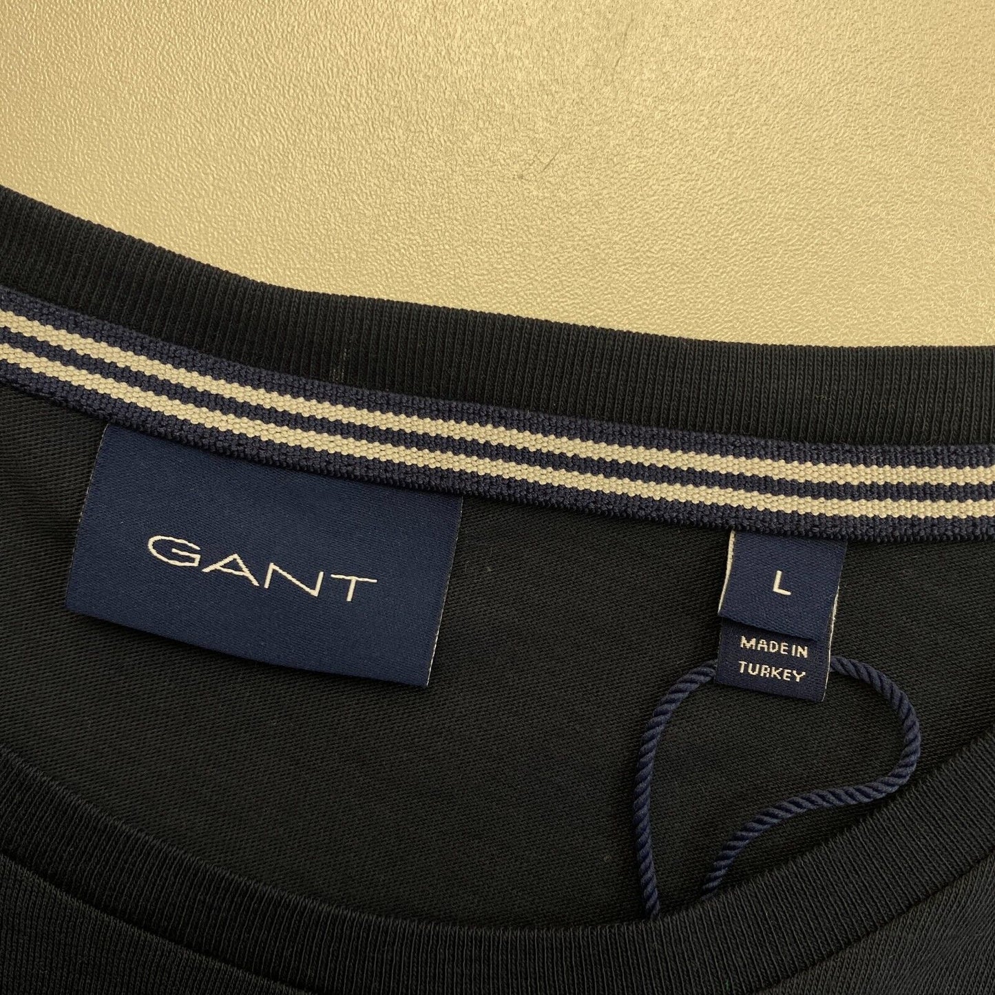 GANT T-shirt à col rond avec logo bleu marine Taille L