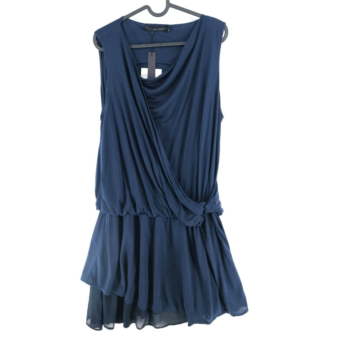 KAI-AAKMANN Navy Blue Round Neck Pleated Dress Size S