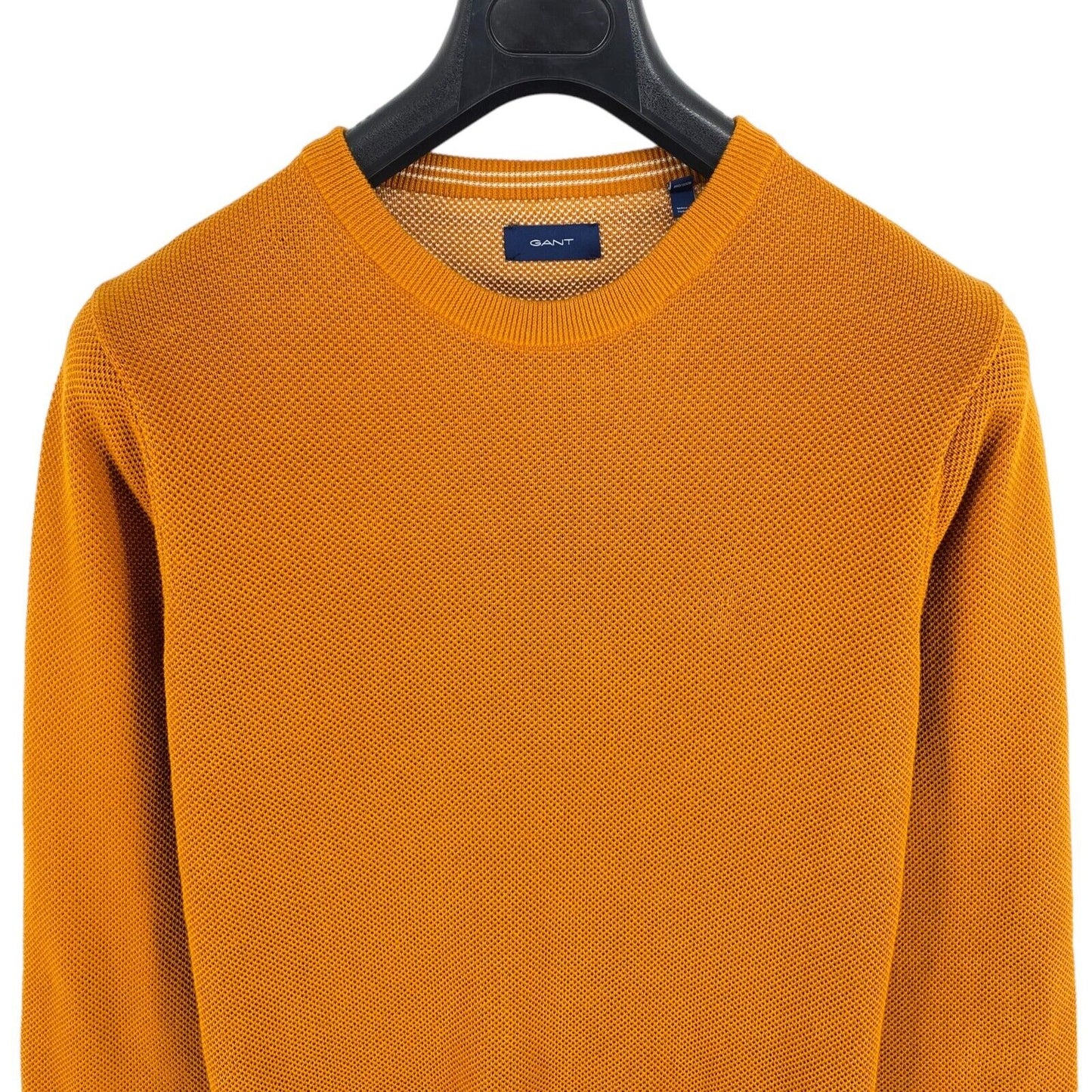 GANT Yellow Cotton Pique Crew Neck Sweater Pullover Size XL