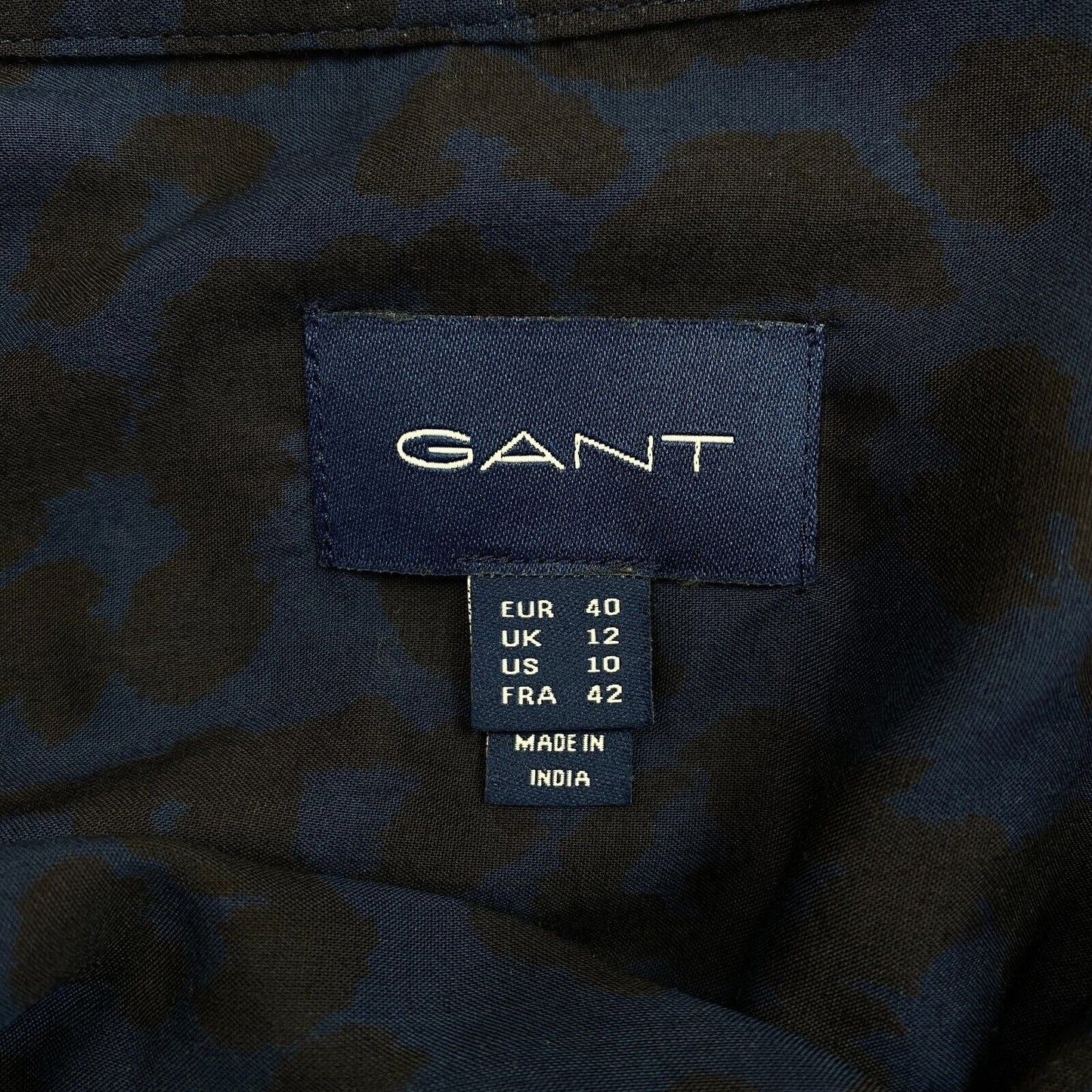 GANT Navy Blue Animal Print Relaxed Shirt Size EU 40 UK 12 US 10