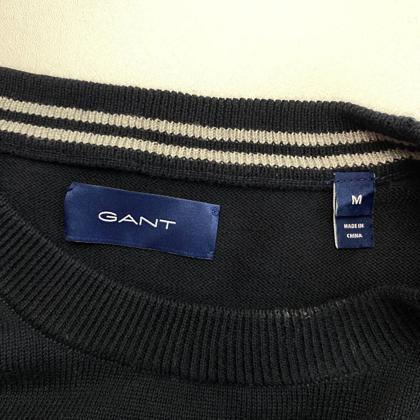 GANT Navy Blue 100% Cotton Crew Neck Sweater Pullover Size M