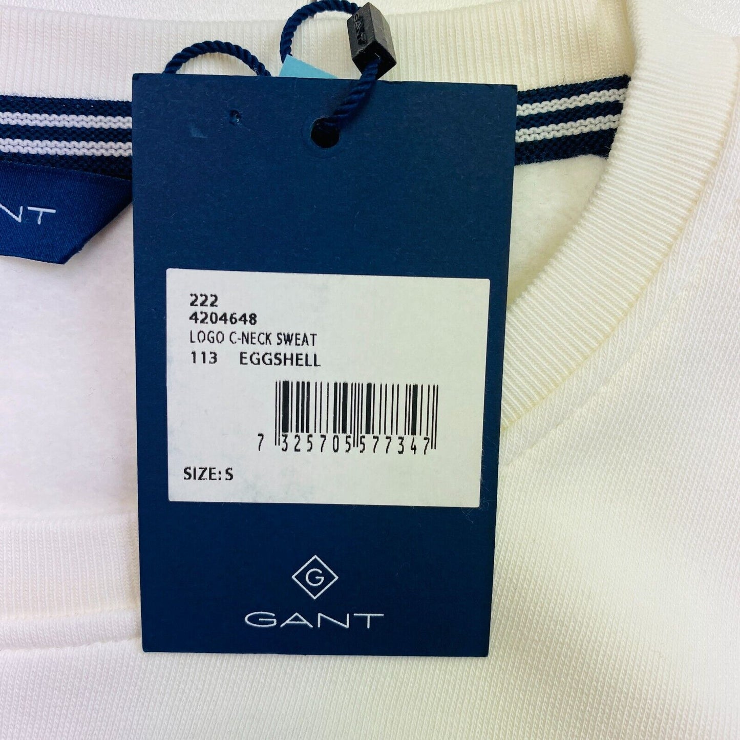 GANT Pull à col rond avec logo blanc Taille S