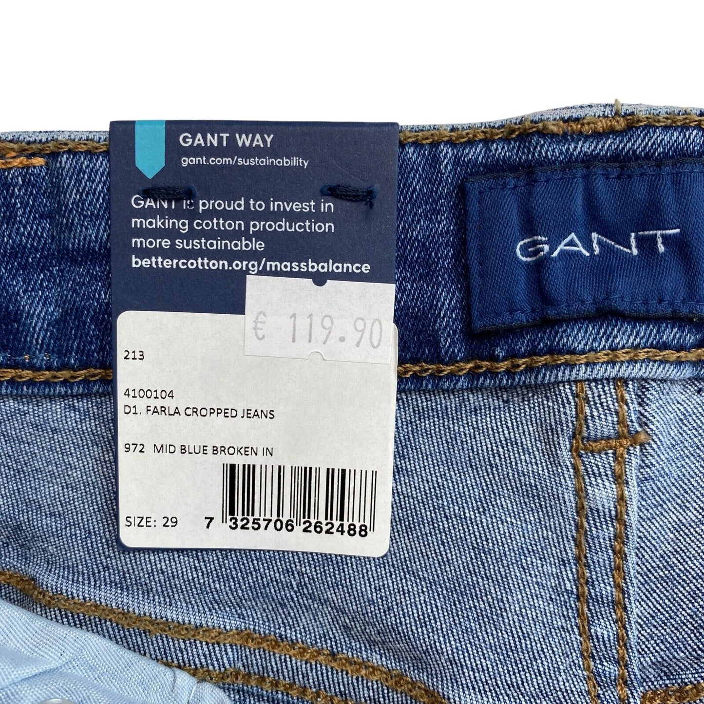 GANT Blue Farla Cropped Slim Jeans Size W29