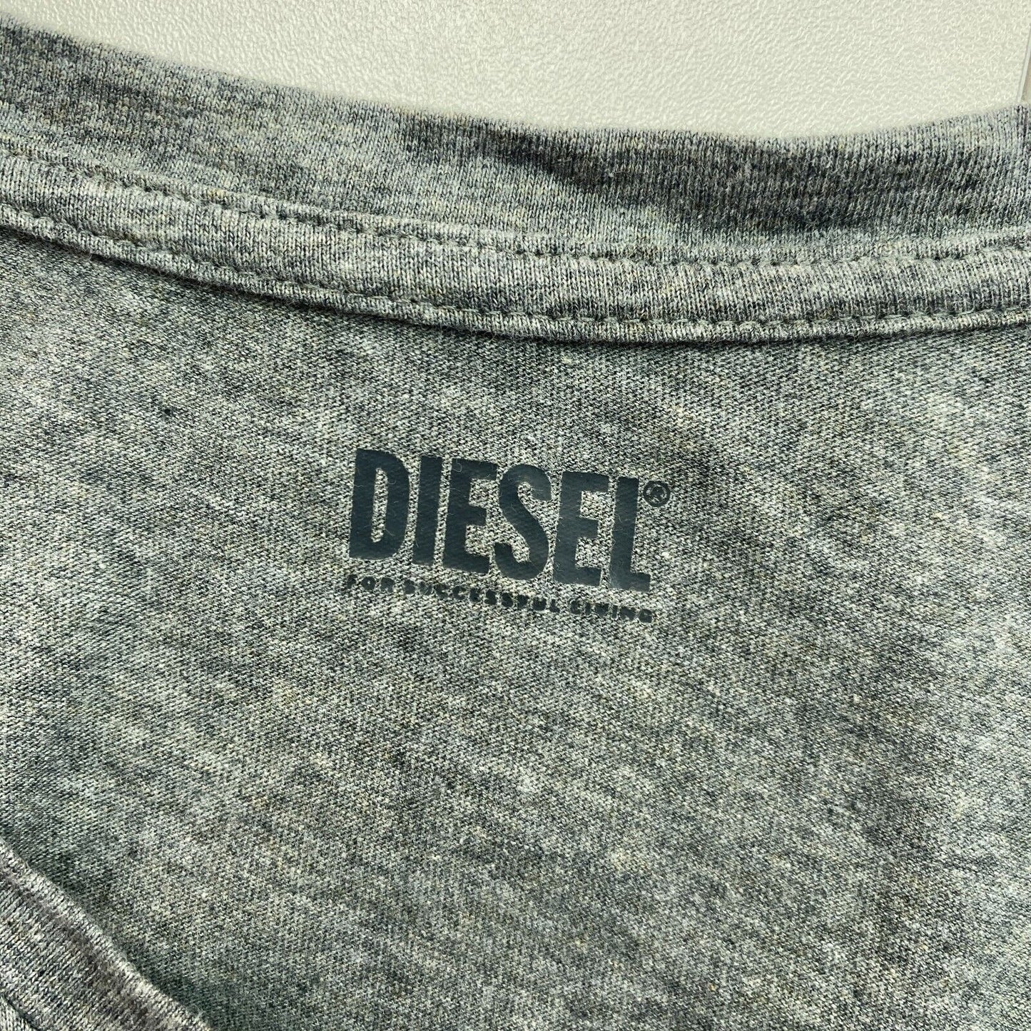 Diesel Grey Solid Crew Neck T-Shirt Size L