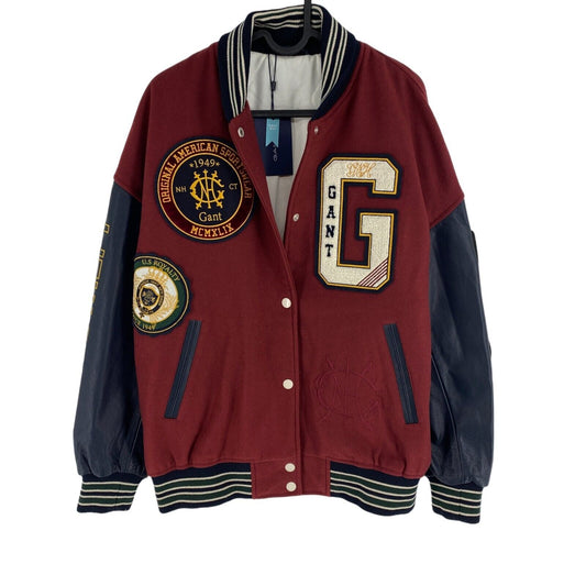 GANT Dark Red US. Royalty Oversized Bomber Varsity Jacket Coat Size S