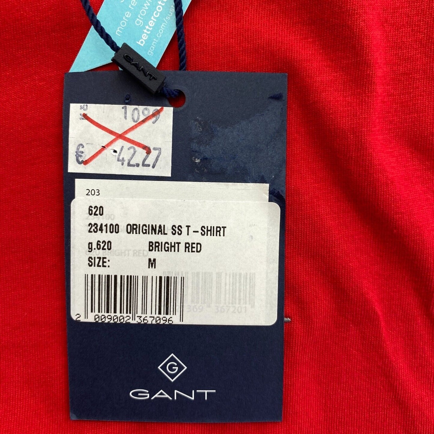 GANT Red Original Regular Crew Neck T Shirt Size M